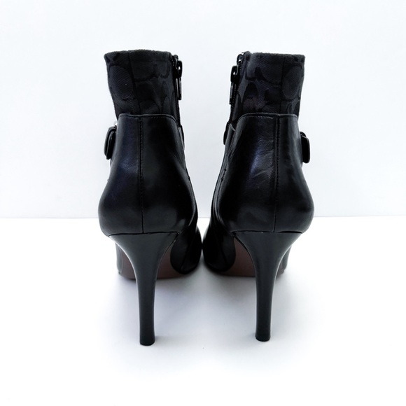 Coach Messina Black Leather Kitten Heeled Ankle Boots - Picture 4 of 10